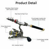 Telescopic Fishing Rod Sea Saltwater Spinning Pole Reel Combo 100M Line Full Kit