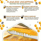Three-pieces set Uncapping Knife Beekeeping Tool, Stainless Steel 11-inch Serrated Blade Honey Comb Knife Scraper, Manual Honey Extractor and Uncapper with Wooden Handle