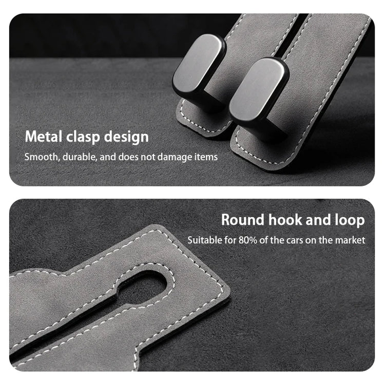 Universal Metal Car Seat Headrest Hook 2 in 1 Soft Leather Car Seat Back Hook for Purse Bag Backpack Double Hook Car Seat Hanger