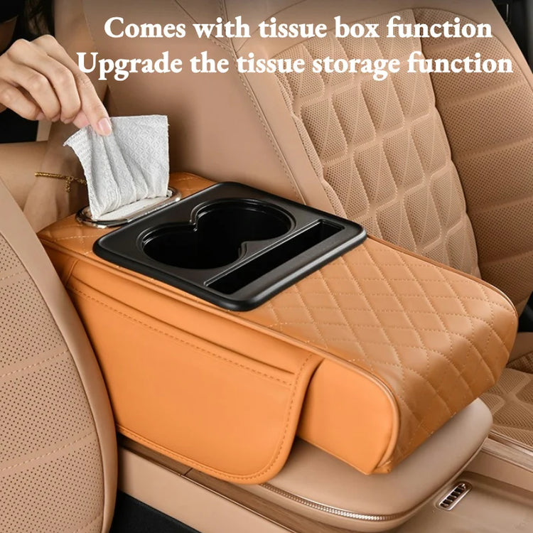 Auto Center Console Armrest Cushion with 2 Cup Holder Armrest Heightening Pad Auto Amrest Pillow Cover Pad for All Seasons