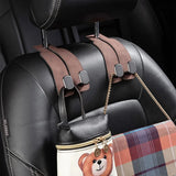 Universal Metal Car Seat Headrest Hook 2 in 1 Soft Leather Car Seat Back Hook for Purse Bag Backpack Double Hook Car Seat Hanger