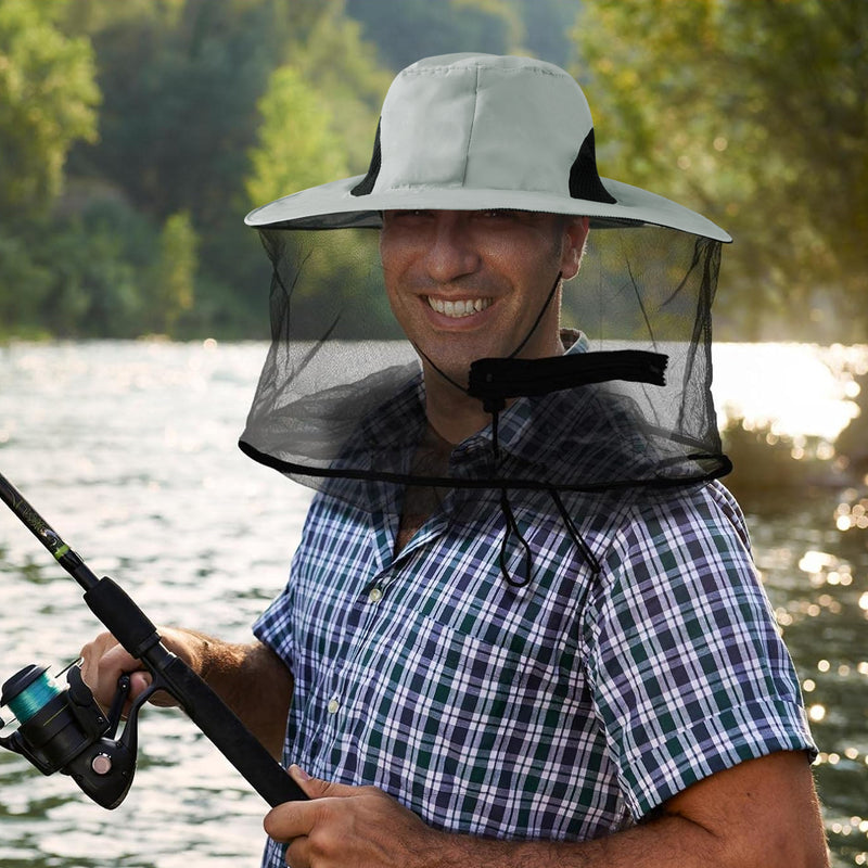 2pcs Beekeeping Hat with Mosquito Net, Bug Proof Head Net for Outdoor Activities, Beekeeping, Hiking, Gardening, Fishing, Breathable Mesh Bucket Hat, Unisex Sun Protection Hat for Men Women